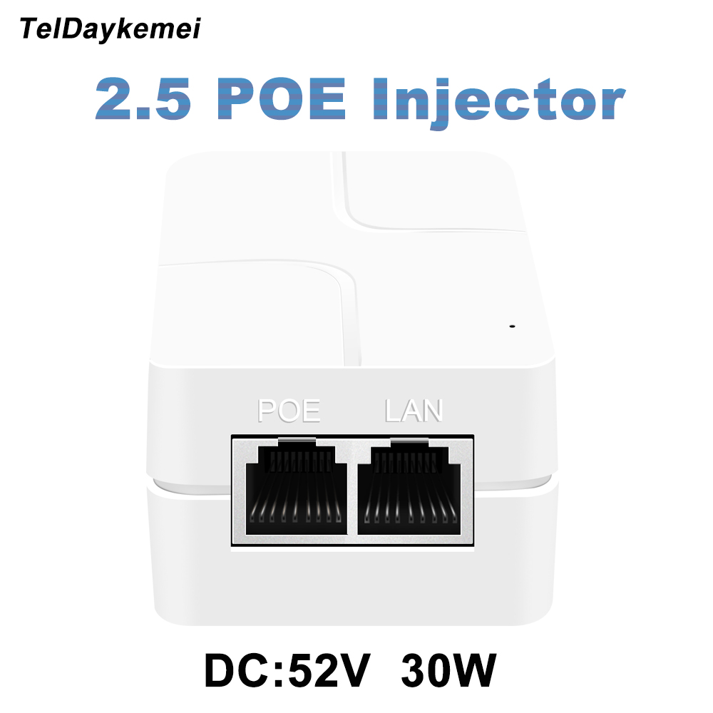 ギガビットイーサネット PoE アダプタ 2.5 グラム POE インジェクタ 52V 30 ワット 10/100/1000/2500Mbps IP 電話/カメラ電源充電器
