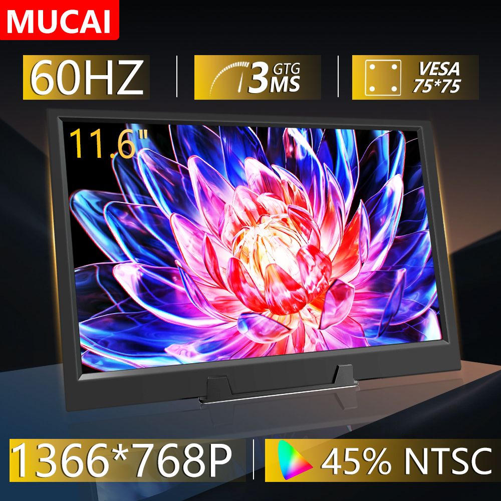 MUCAI 互換 HDMI ノートブック セカンド スクリーン ゲーム拡張プラグアンドプレイ ポータブル モニター、Switch Mac Xbox PS4/5 11.6 インチ
