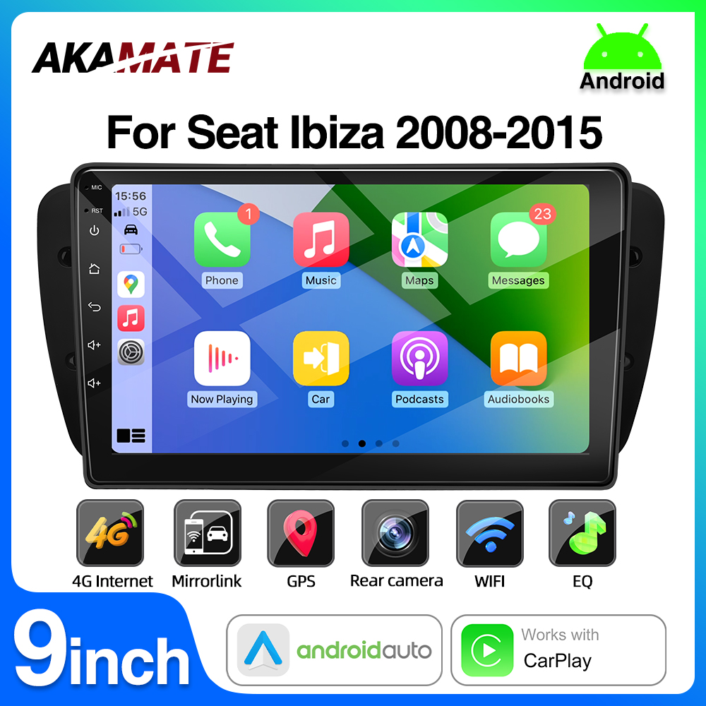 Android カーラジオ Seat Ibiza MK4 6J 2008-2015 マルチメディアプレーヤー CarPlay Android 自動 GPS Bluetooth WIFI 車ヘッドユニット 9 インチ