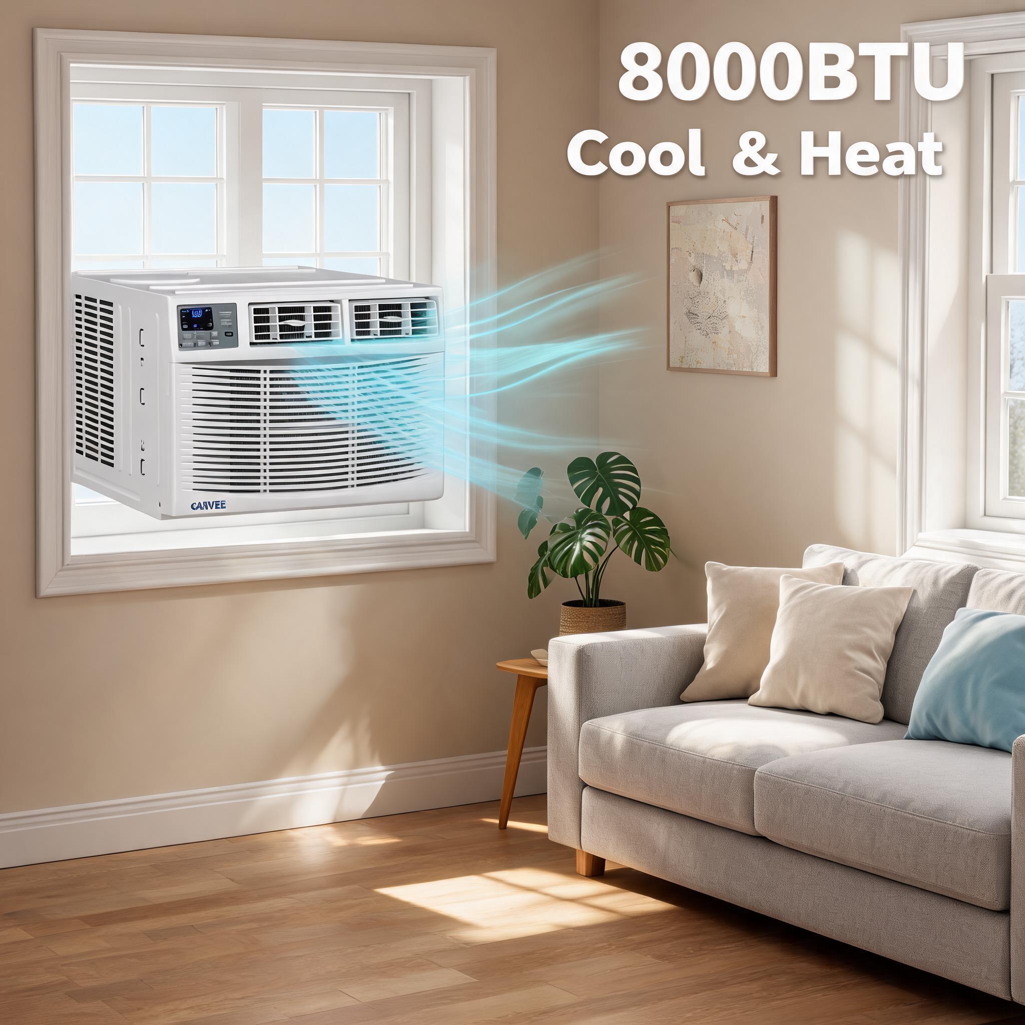ウィンドウエアコン 8000 BTU 熱エネルギー効率の高い AC ユニット付き リモコン WiFi 対応 Alexa および Google アシスタントと互換性あり 最大 350 平方フィートの部屋用