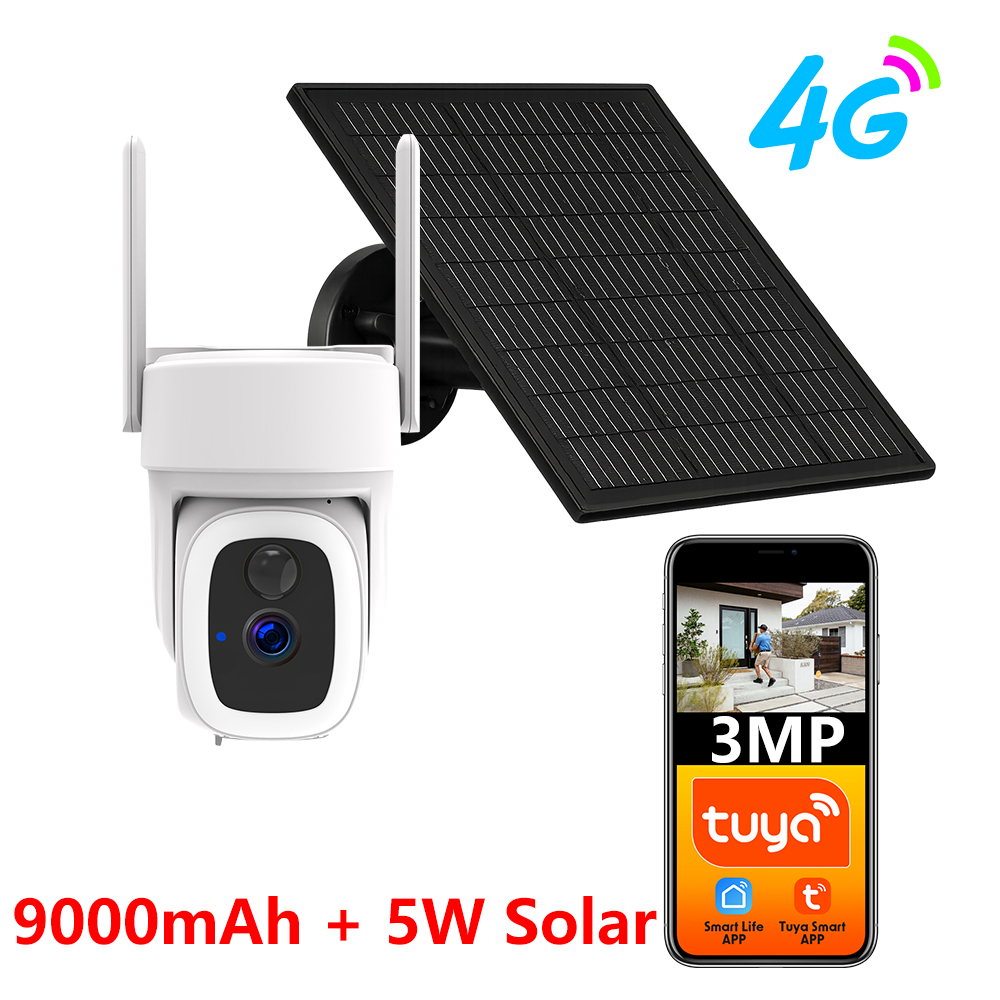 Tuya SmartLife 4G 3MP IP65 防水 PIR モーション検出フルカラーナイトビジョン監視スマートセキュリティソーラー CCTV カメラ