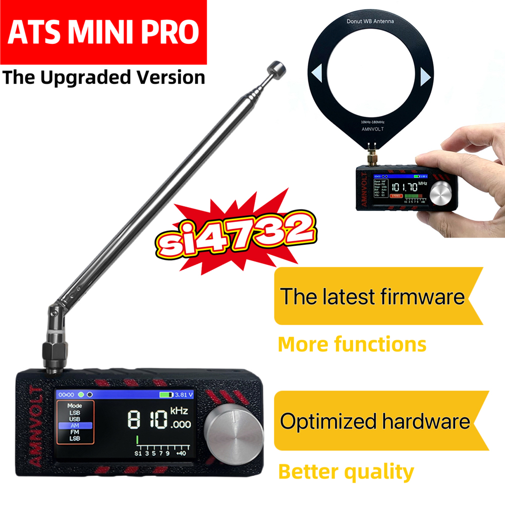 アップグレードバージョン AMNVOLT ATS MINI PRO SI4732 フルバンド DSP ラジオ LSB USB AM FM ラジオ受信機 1.9 インチ IPS スクリーン HF SW MW VHF