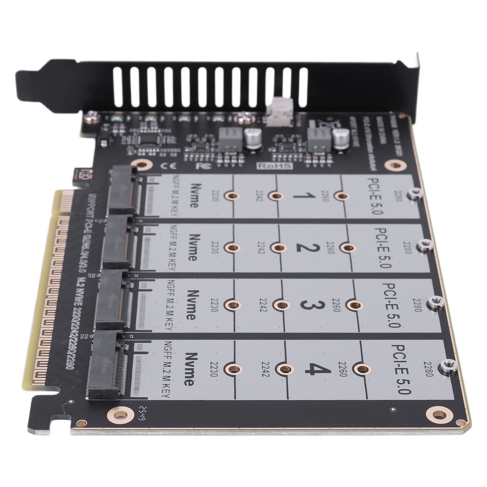 PCIE Express 5.0 Gen5 Gen4 X16 着脱式分岐RAIDカードから4台のNVMe M.2 NGFF SSDアダプターカード