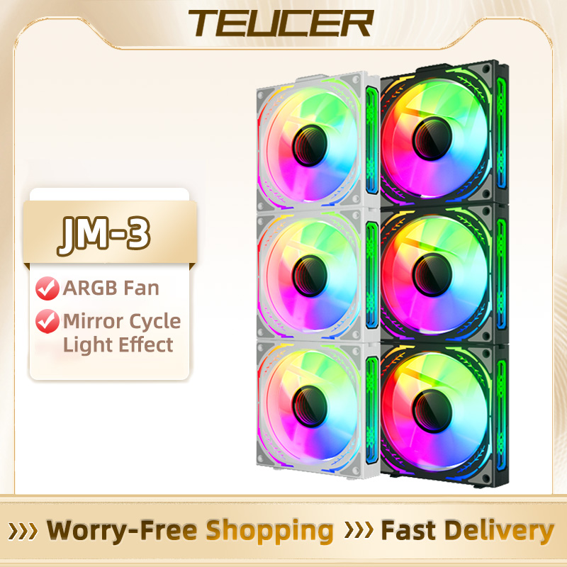 TEUCER JM-3 ARGB冷却ファンキット ARGBミラーサイクルライトエフェクト 120mm PWM 800-1800RPM PCケース水冷ラジエーター用クーラー