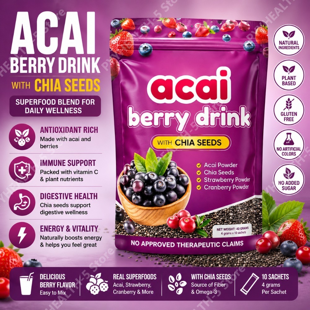 チアシード入りアサイーベリードリンクパウダー、スムージーヨーグルト用飲料ミックス