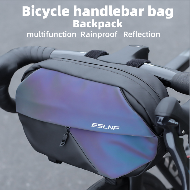 ESLNF 防水自転車ハンドルバーバッグ多機能大容量反射フロント自転車収納ポーチサイクリング用