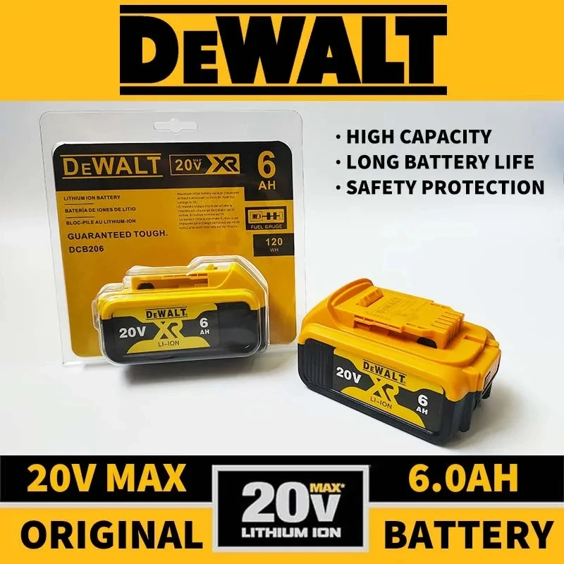 Dewalt 100% オリジナル 20V 6000mAh 電動工具バッテリー DCB206 DCB205 DCB200 DCF887 DCG405 DCD791 DCF922 DCF850 DCD805 工具バッテリー