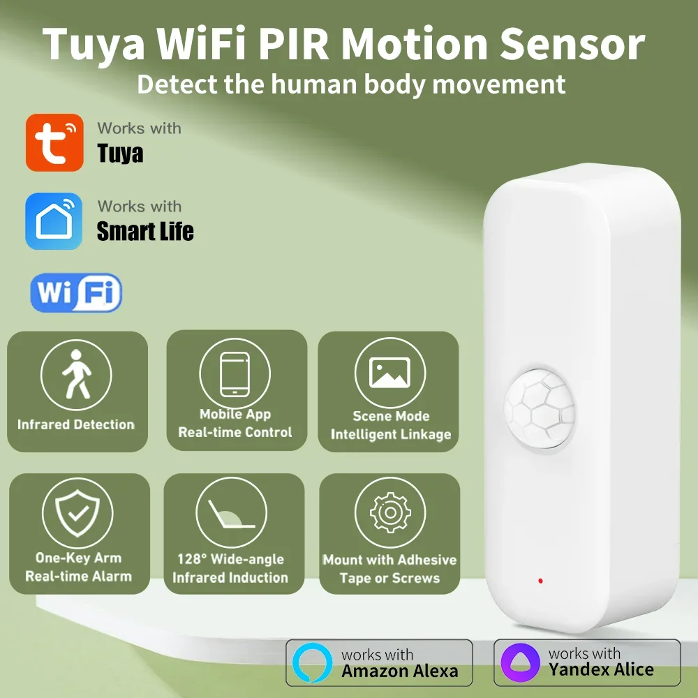 Tuya WiFi モーションセンサー PIR スマート人体ホーム盗難センサーアプリリモコンスマートホームのためのスマートライフ Alexa と連携