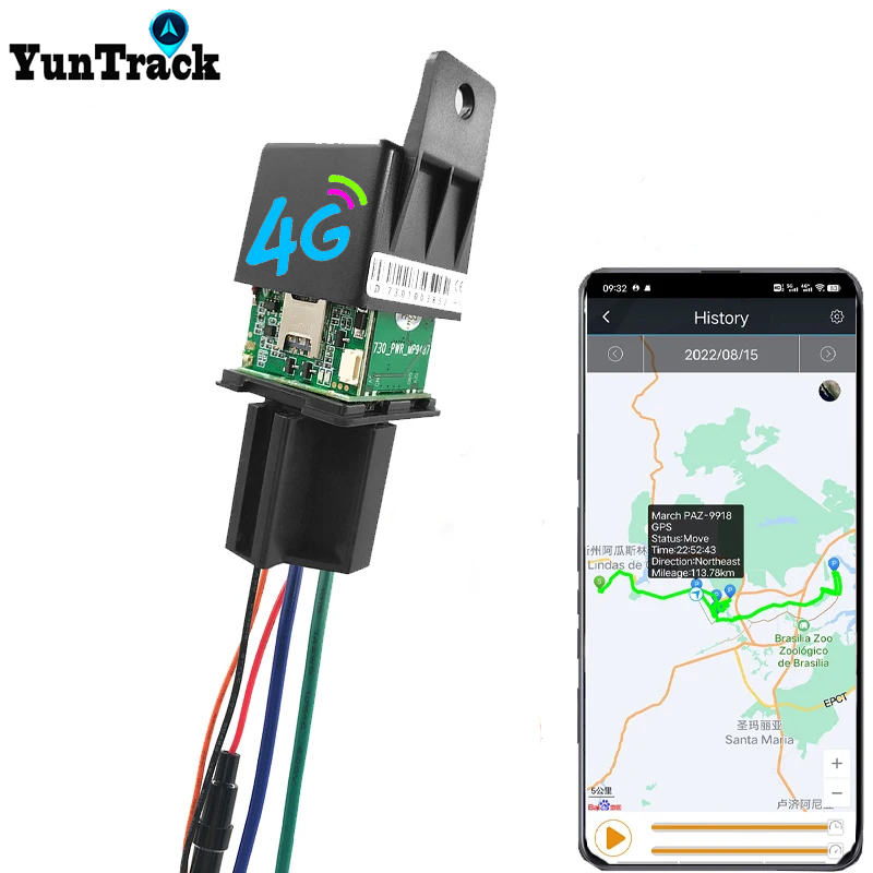 4 グラムリレー GPS トラッカーオートバイ車の隠れ追跡装置 ACC ステータス電子フェンス位置アラーム遮断オイルアプリ Web システム