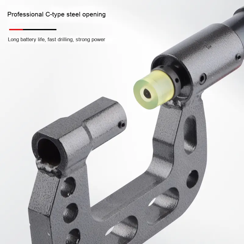 パンチングマシン小型 C ビーム鉄板ブラケット穴ブリッジフレームボルタ鉄工ポータブル充電式油圧