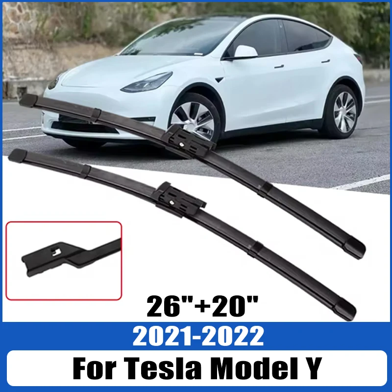 テスラモデル Y 2021-2022 ワイパーフロントワイパーブレードフロントガラスフロントガラス窓ブラシ 26 "20" カーアクセサリー