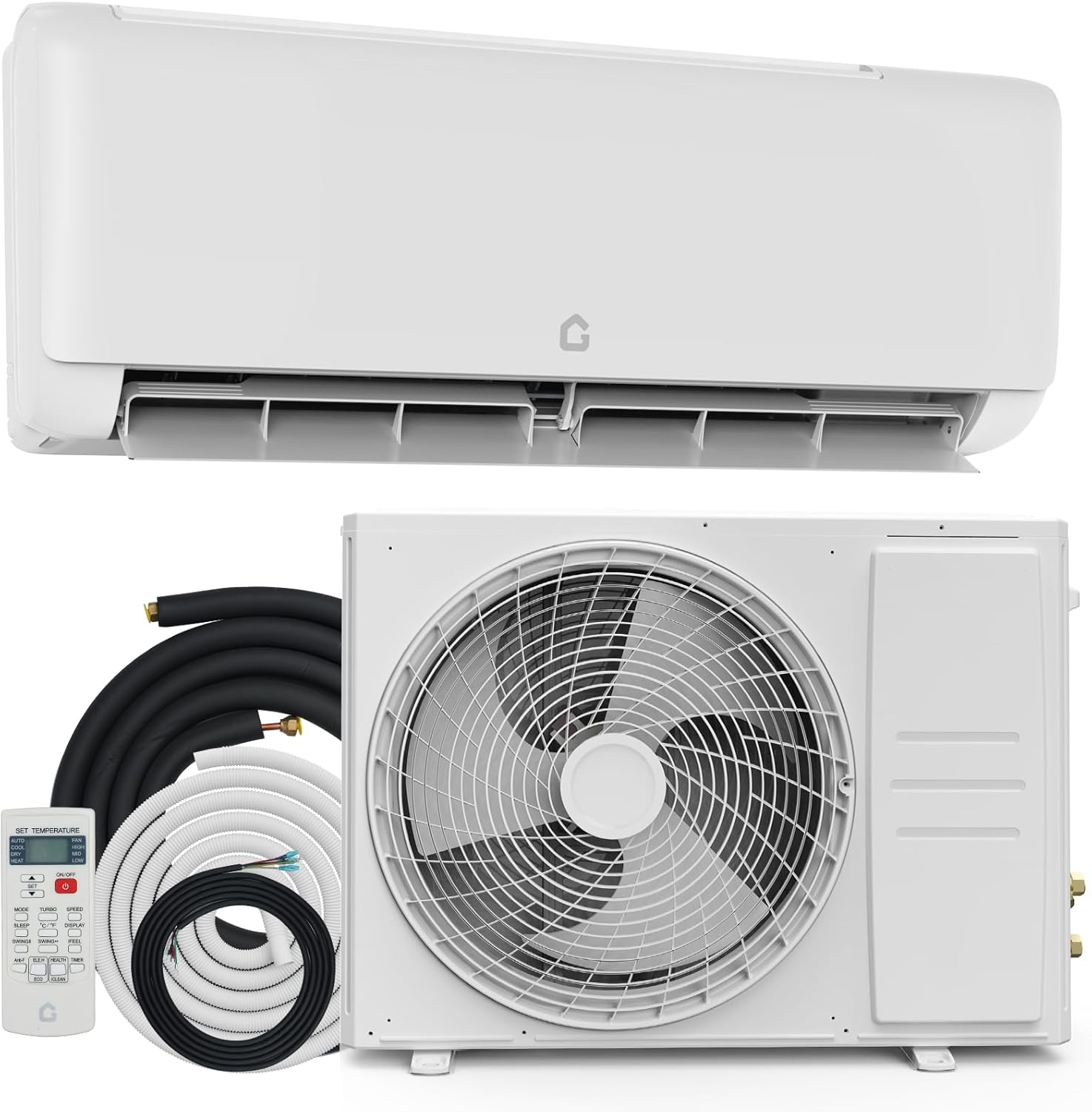 ヒートポンプ付き 12,000 BTU ミニ スプリット エアコン 18.5 SEER は最大 750 平方メートルまで冷却します。フィート、エネルギー効率の高いインバーター AC リモコン付き