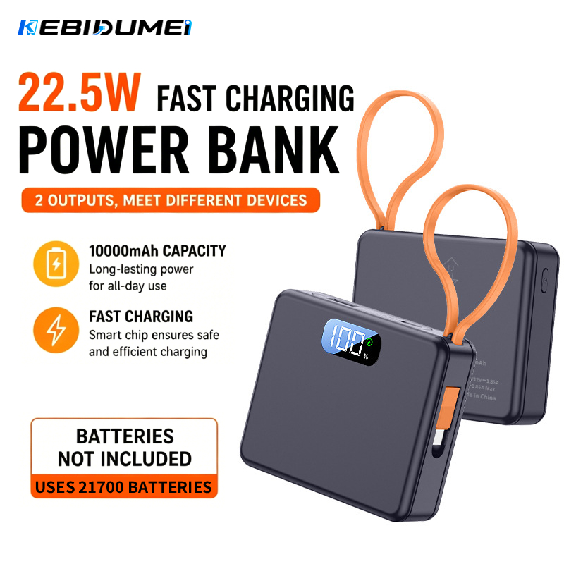 KEBIDUMEI 22.5 ワット急速充電電源銀行ケース 2x21700 はんだなし DIY バッテリーボックス USB タイプ C PD3.0 シェルと充電ケーブル