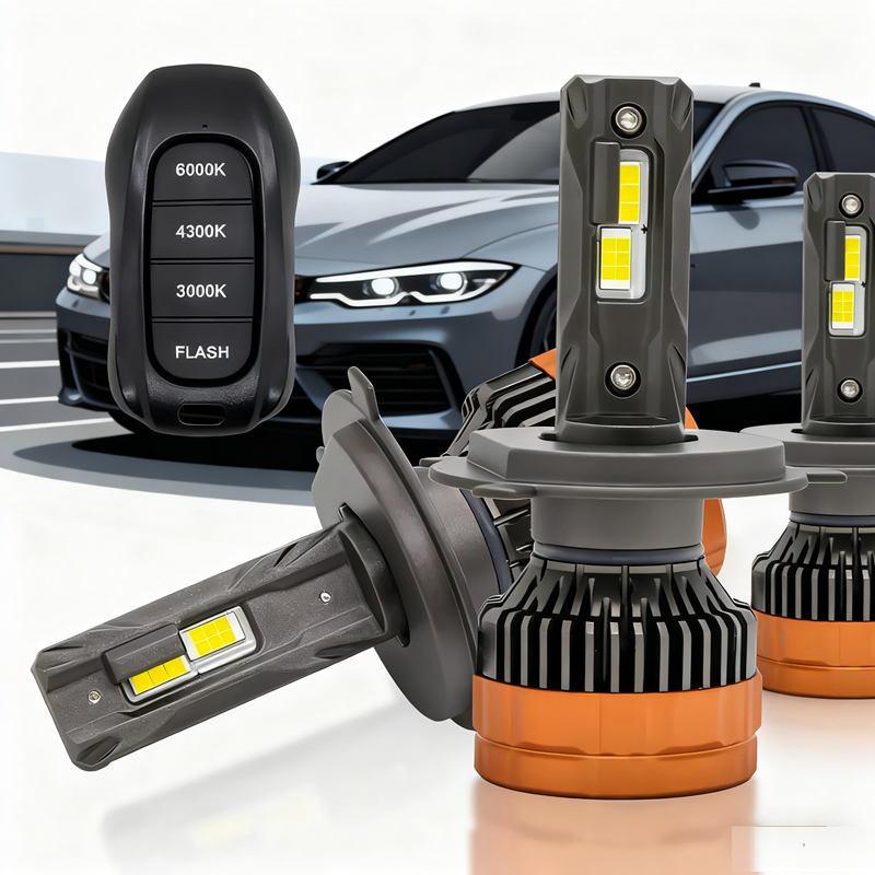 H4 LED H7 H11 9005 HB3 9006 HB4 H4 6500K 4300K 3000K LED 電球 3 色リモコン車のヘッドライトライト 12V
