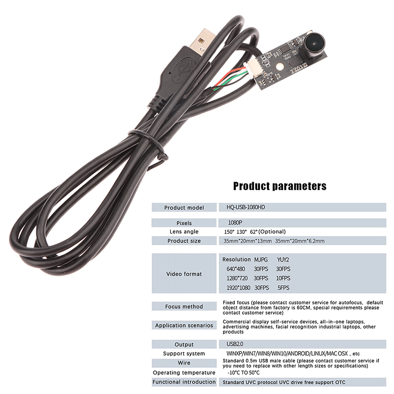 1080PHD USB カメラモジュール 3D プリンタ用固定フォーカス 130/150 度フリードライブ USB2.0 UVC OTG Linux 用