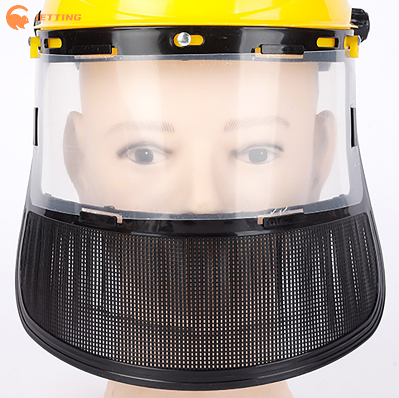 ZENG001 庭の草トリマー雑草ワッカー安全ヘルメット帽子フルフェイスメッシュマスク付きロギング刈払機森林保護