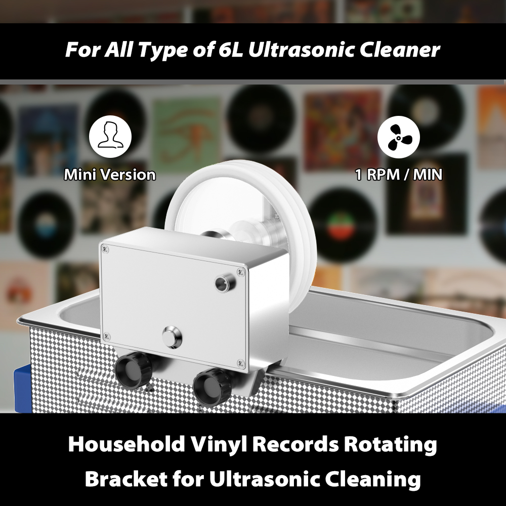 6L 超音波ビニールレコードウォッシャー ブラケット付きビニール回転クリーナー 7-12 インチ LP EP ディスク用 1 RPM/MIN