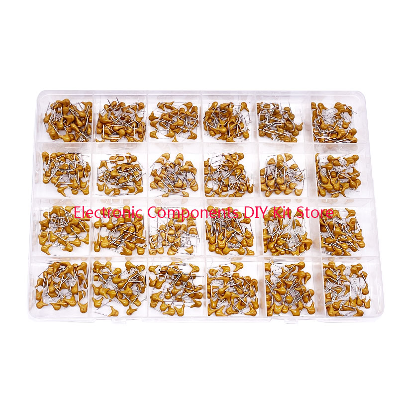 480 個モノリシックセラミックコンデンサキット 24 種類のコンデンサ 10pF-10uF 誘導セラミックコンデンササンプルケース 1uF 0.22uF