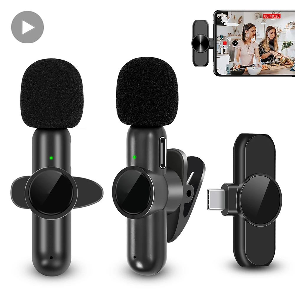 ラベリアワイヤレスマイクラペルボタンホールプロフェッショナルデュアルマイクネクタイミニ iPhone Android 携帯電話携帯 PC マイクロキット