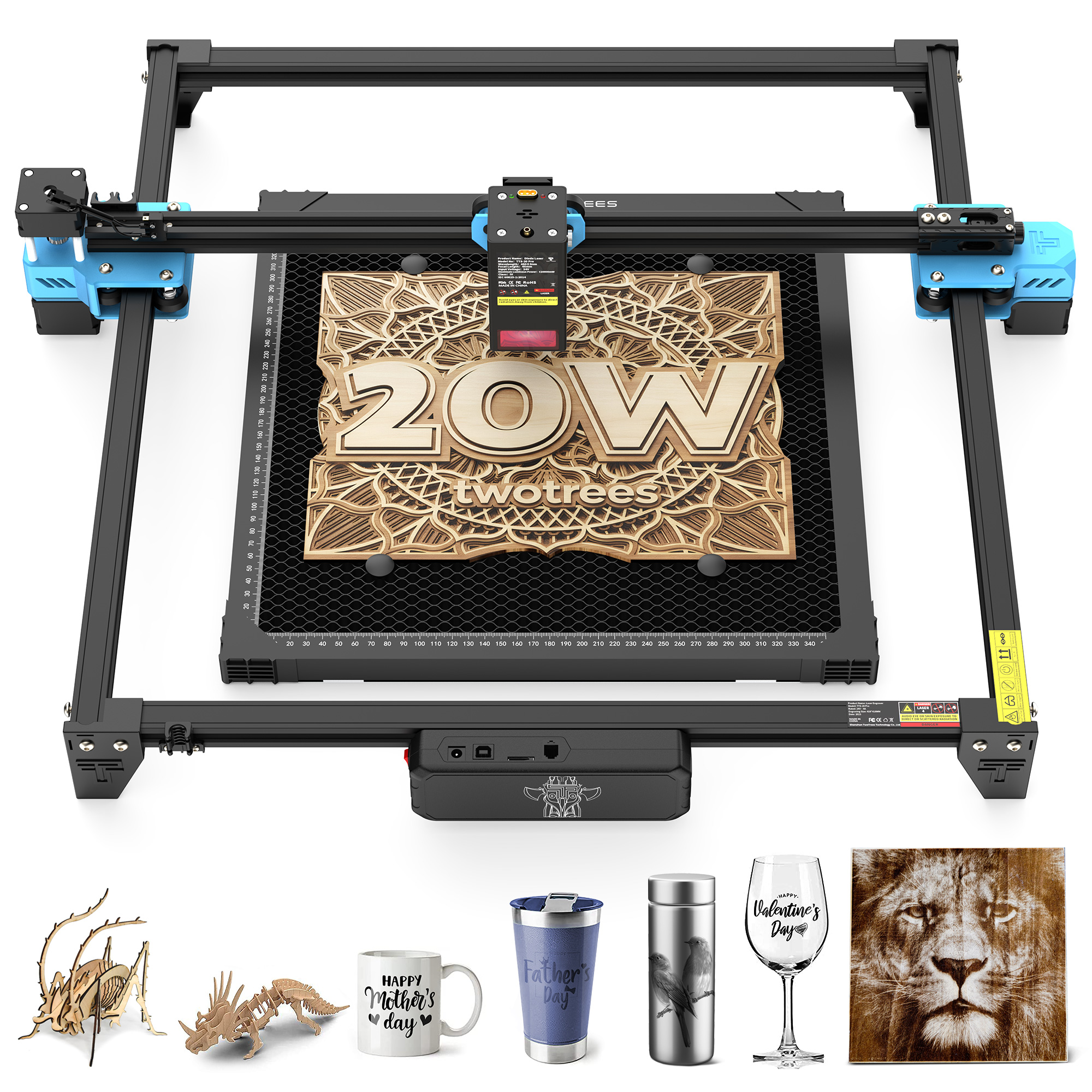 Twotrees TTS-20 Pro ステンレス鋼レーザー彫刻機 WiFi オフライン制御レーザー彫刻および切断機 CNC マシン