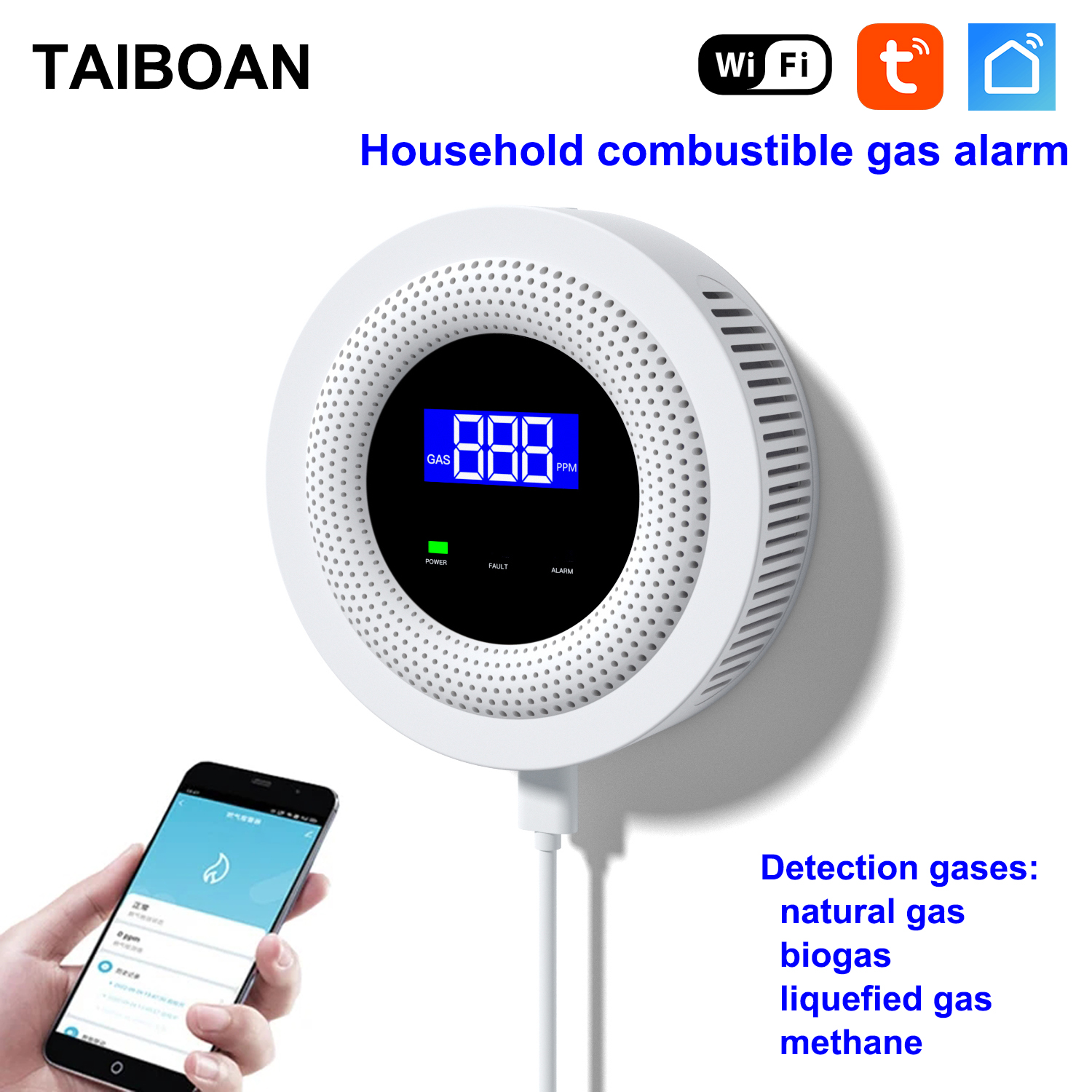 Tuya WiFi 可燃性ガス漏れセンサー 433MHz ワイヤレス天然ガス漏れ検知器ホームキッチンセキュリティアラームスマートライフアプリ