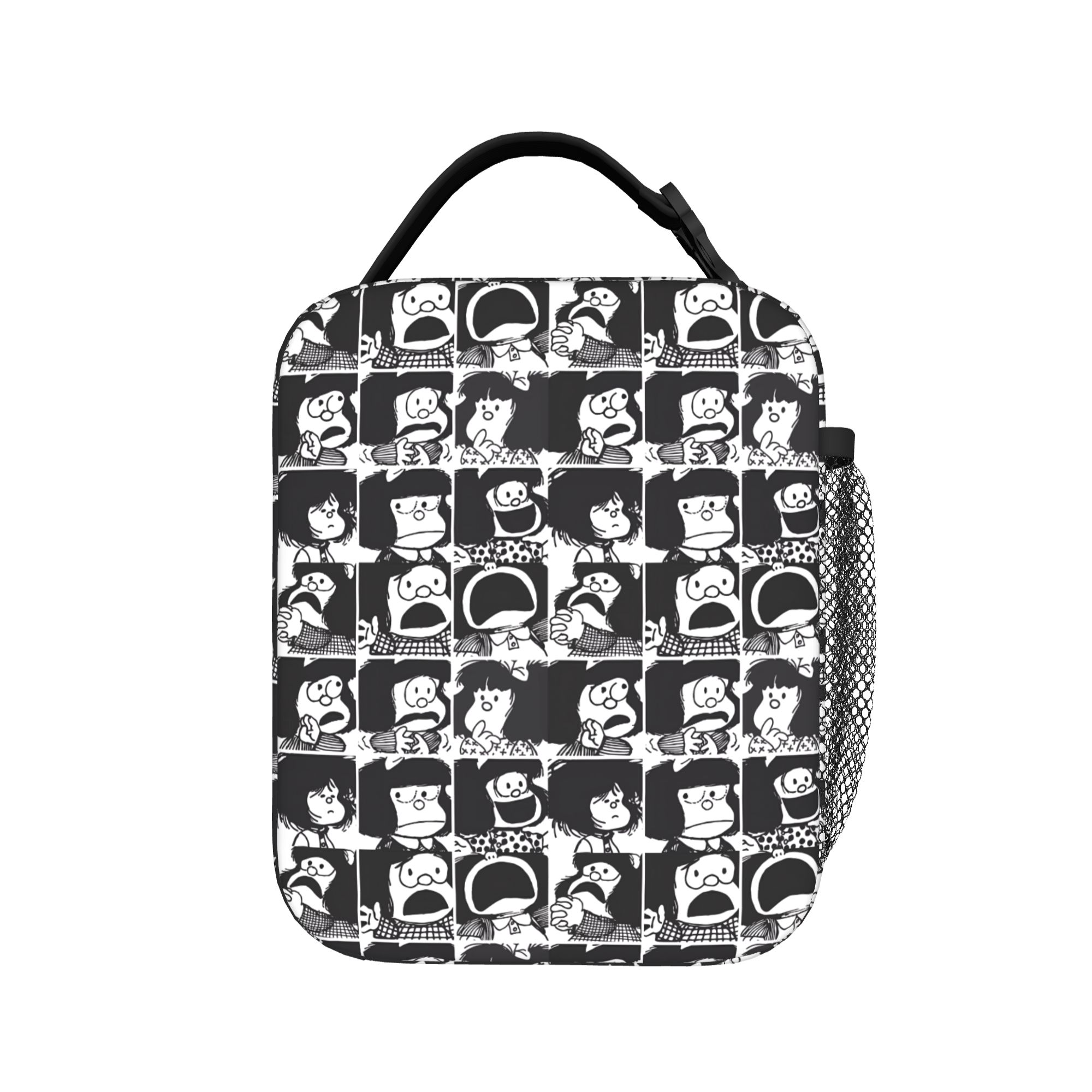 Mafalda マンガガールかわいいランチバッグレジャーランチボックススクールポータブルジッパーサーマルランチバッグ女性のためのオックスフォードプリントクーラーバッグ