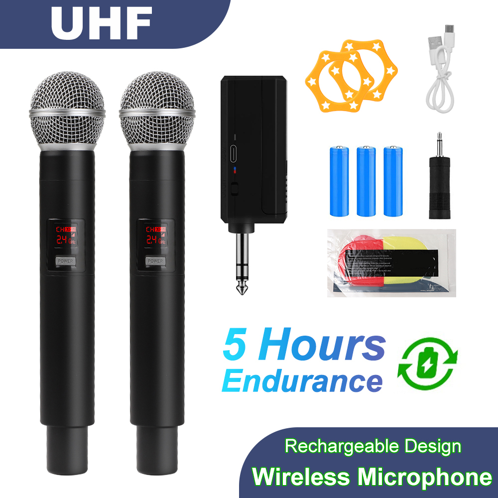 ワイヤレスマイク UHF 固定周波数 2 チャンネルハンドヘルドマイクマイクパーティーカラオケプロの教会ショー会議