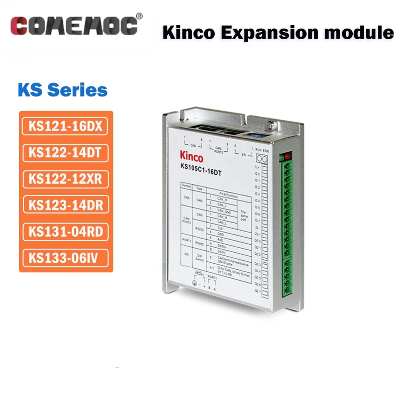 Kinco I/O 拡張モジュール KS121-16DX KS122-14DT KS122-12XR KS123-14DR KS131-04RD KS133-06IV RS485 通信統合 PLC