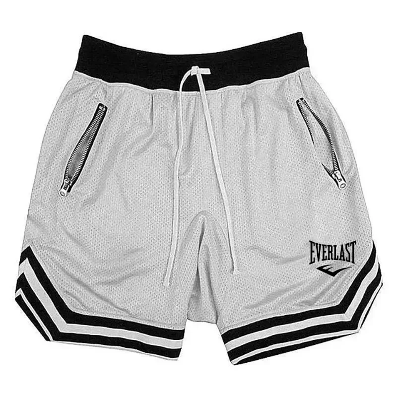 2026 EVERLAST フィットネススポーツバスケットボールショーツメンズ夏カジュアルルーズ通気性メッシュショーツファッションヒップホップスウェットパンツ