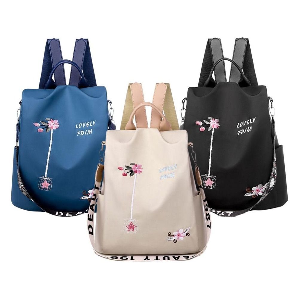 防水オックスフォード女性バックパックファッション盗難防止スクールバッグ刺繍デザイナー女性大容量旅行ショルダーバッグ