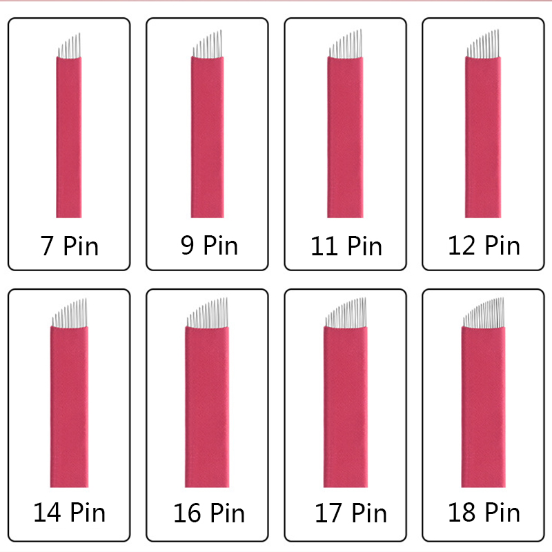 100 個 12/14Pin マニュアル Microblading 針 Tebari タトゥーブレード 0.2 ミリメートル 3D 刺繍マニュアルタトゥー眉毛ペン