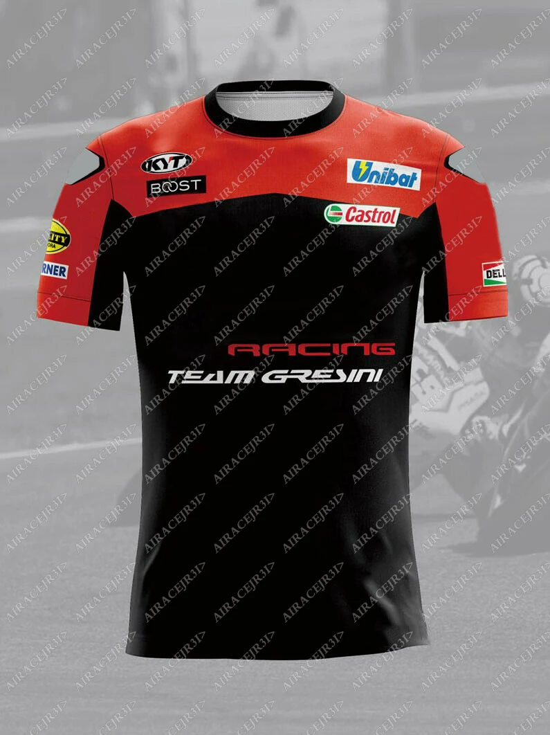 Motos GP アプリリア レーシング チーム Tシャツ オートバイ レッド/ブラック メンズ 速乾性 通気性 色褪せない 半袖ジャージ