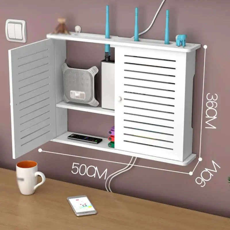 大型ワイヤレス Wifi ルーター棚収納ボックスパンチフリーケーブル電源プラスワイヤーブラケット壁掛けプラグボード DIY 家の装飾