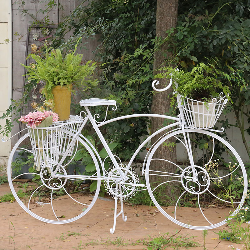 ヨーロピアンスタイル自転車プランターヴィンテージ鉄フラワースタンド庭の装飾屋外ショップディスプレイ防錆パティオプランターバスケット