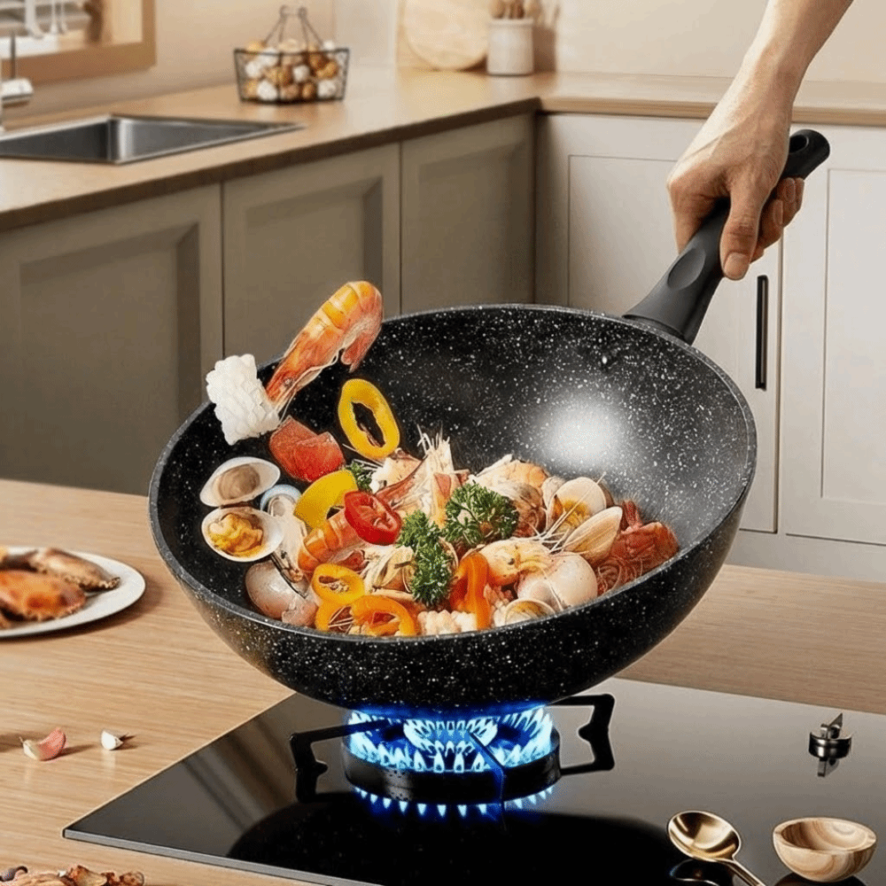 耐久性のあるプロの中華鍋多機能 30/32 センチメートルノンスティックフライパンお手入れが簡単キッチン調理鍋すべてのストーブ