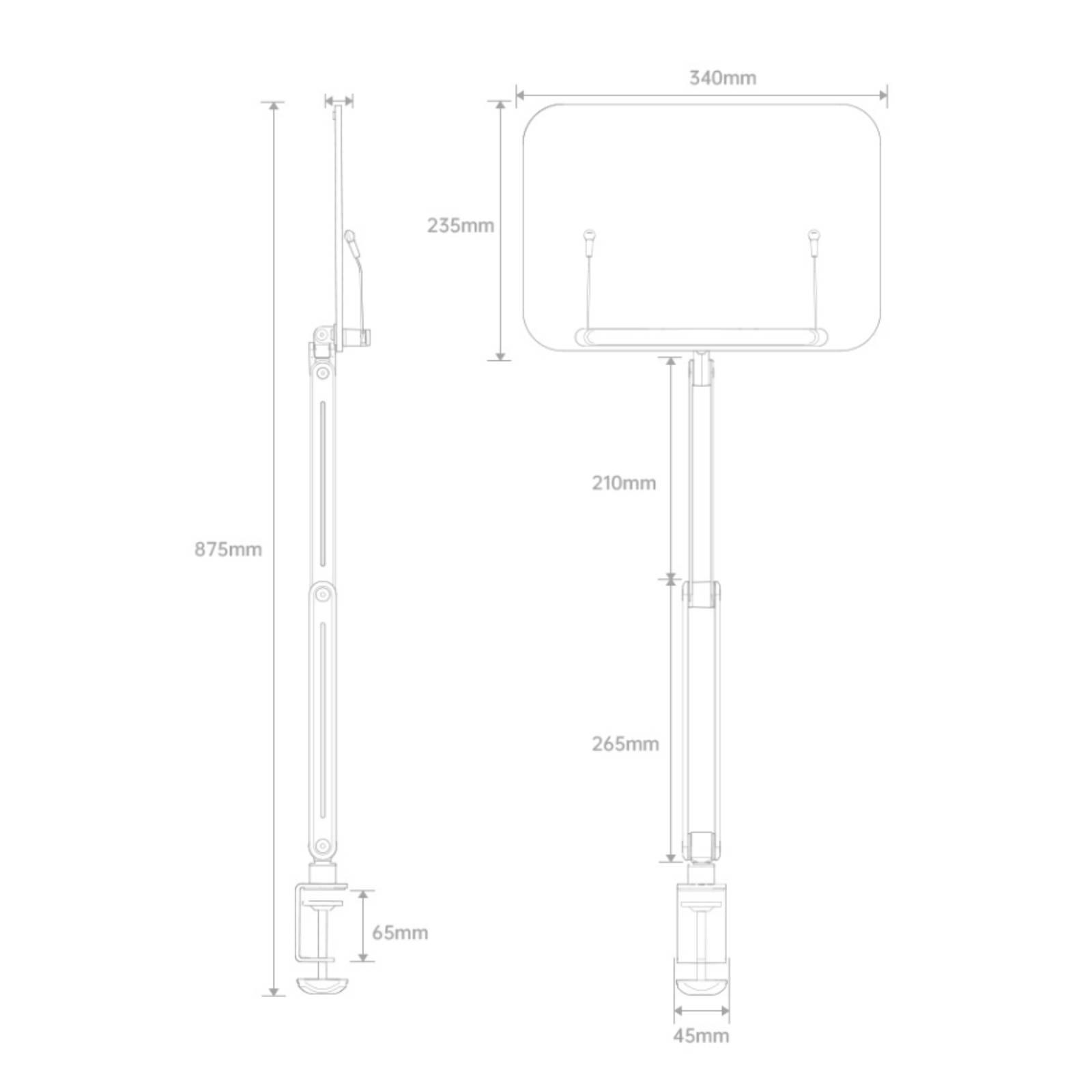 デスククランプブックスタンド高さ調節可能な回転可能な本棚ホルダーレシピタブレットラップトップ用