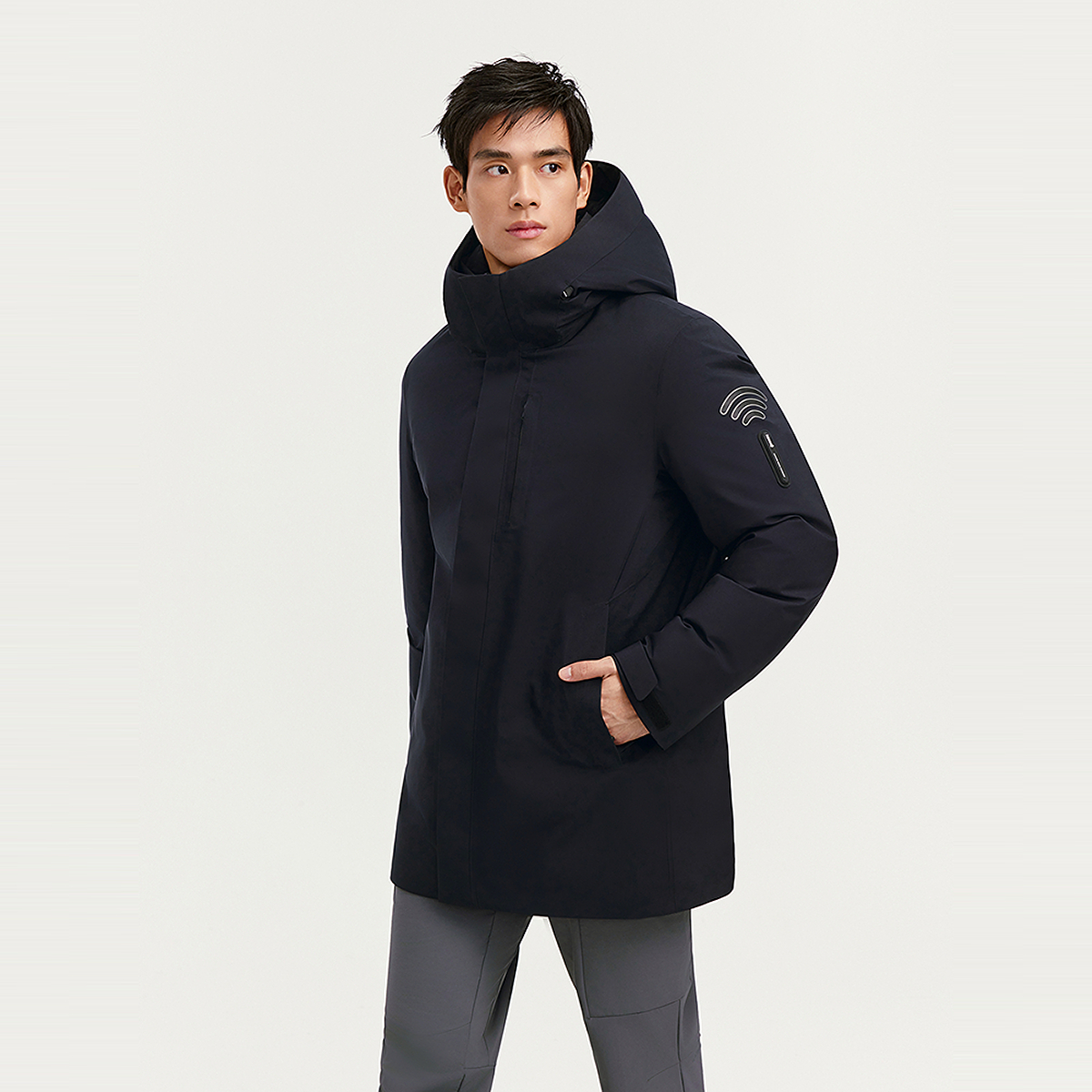 BOSIDENG ロングパッド入りダウンジャケット男性用防水防風 RECCO レスキューシステム断熱冬コート暖かいフード付きパーカー