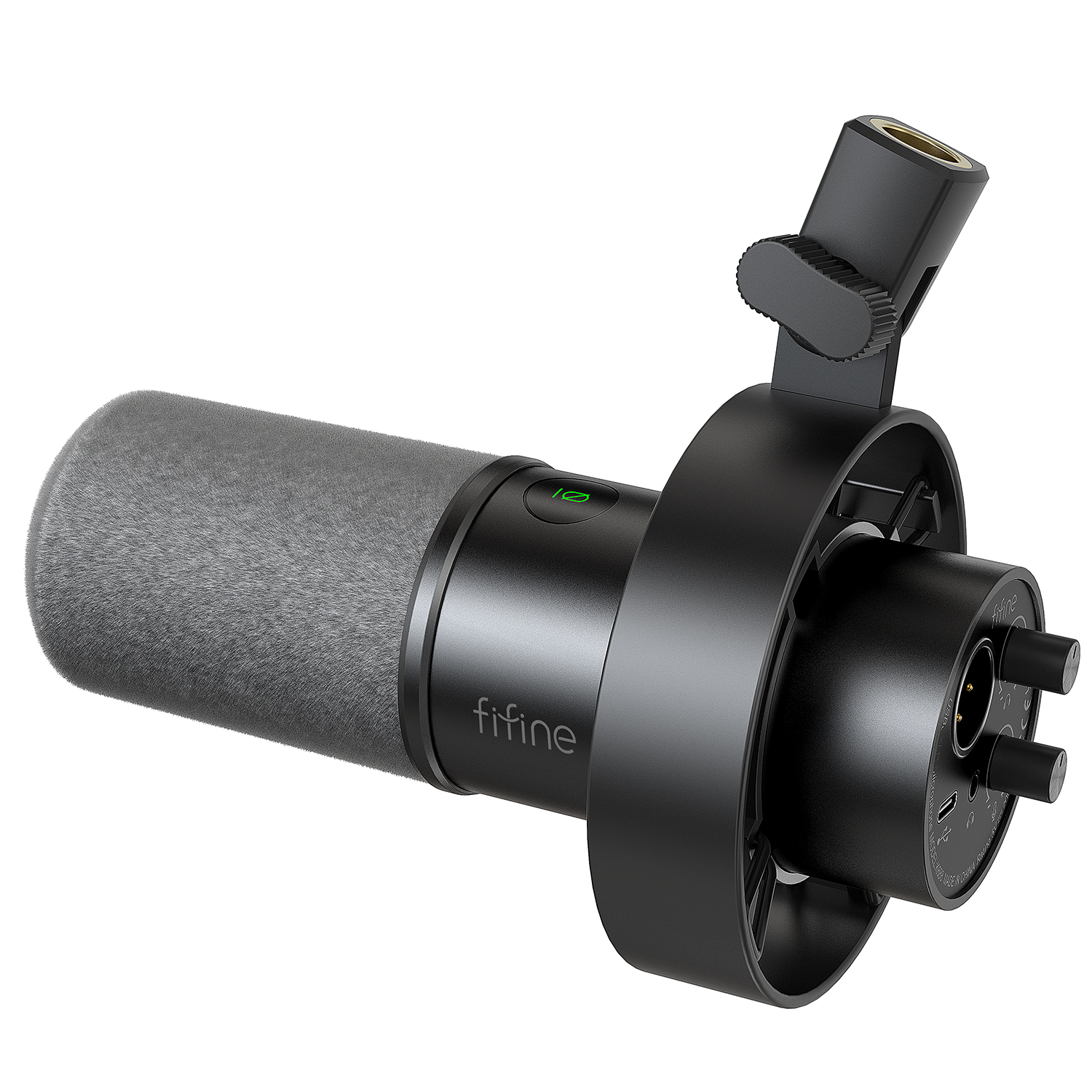 FIFINE USB/XLR ダイナミックマイク、ショックマウント、タッチミュート、ヘッドフォンジャック付き