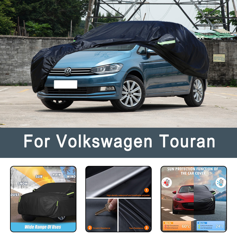 フォルクスワーゲン トゥーラン用全天候型車カバー 6-in-1 防水防塵 UV プルーフ防雪傷防止保護