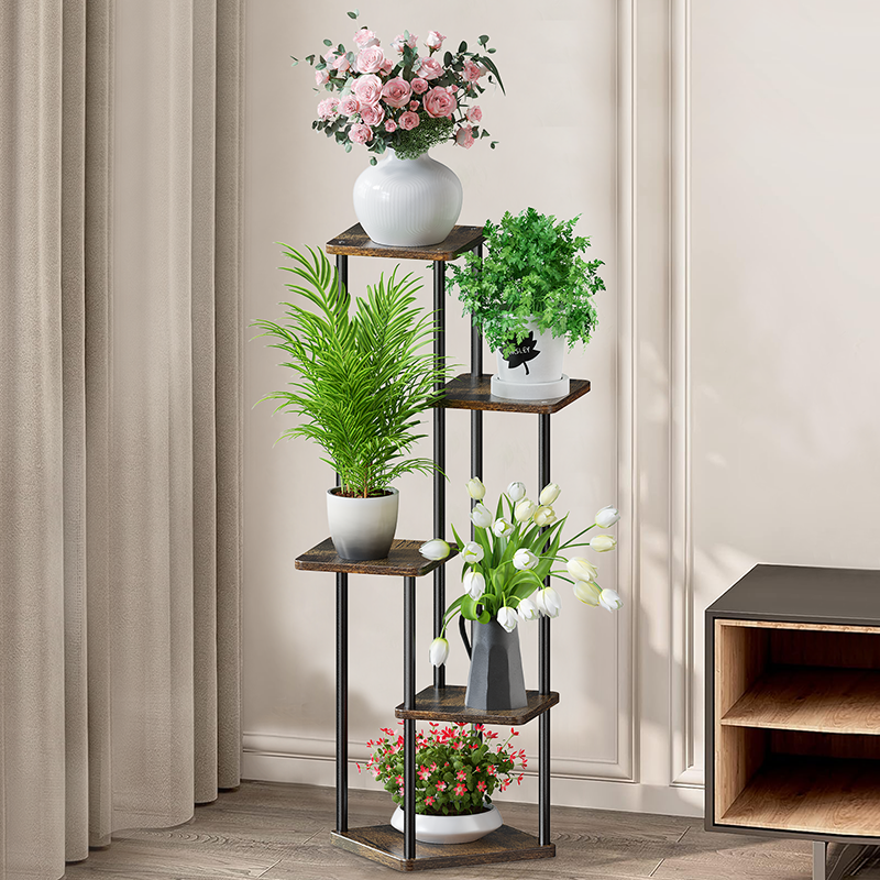 植物スタンドポットラック木製棚スタンド花バルコニーディスプレイ 4/5/6 層フラワースタンド複数の植木鉢ホルダーオーガナイザー