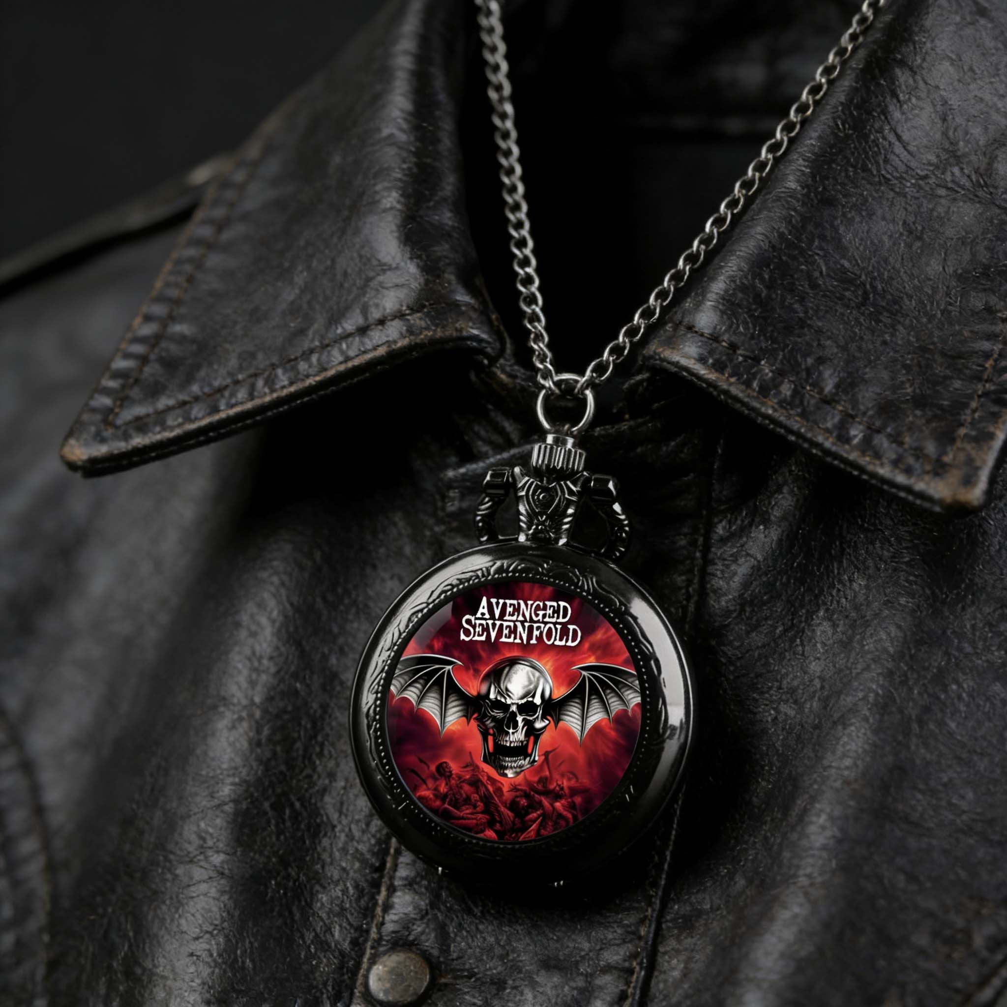 Avenged Sevenfold クォーツ懐中時計ネックレス、ガラスドームペンダント、男性、女性へのユニークな誕生日プレゼント