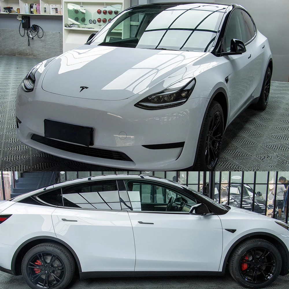 高品質の PET 光沢のある白色フィルム車のパッケージカバービニールデカールバブルフリーステッカー車体スタイリング装飾アクセサリー