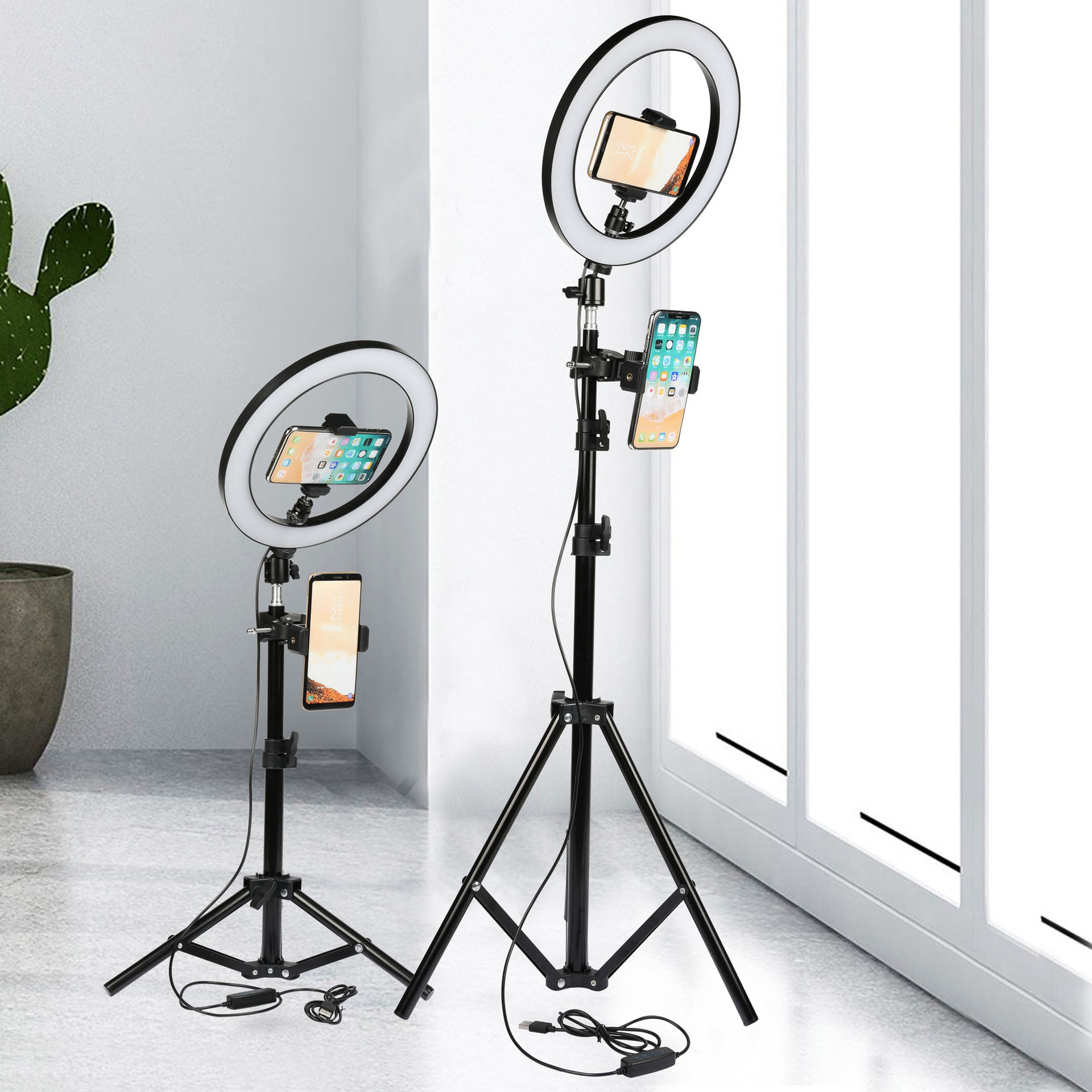 26 センチメートル LED Selfie リングライト多機能調光可能なリングライト携帯電話ホルダーカメラライブビデオストリームメイクアップ Youtube