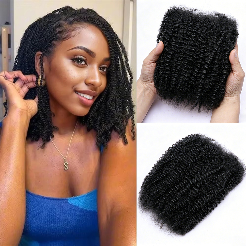 50 グラムアフロ変態人毛バルクドレッドヘアエクステンション修理 Locs アフロツイスト三つ編み変態カーリー人毛バンドルなし横糸