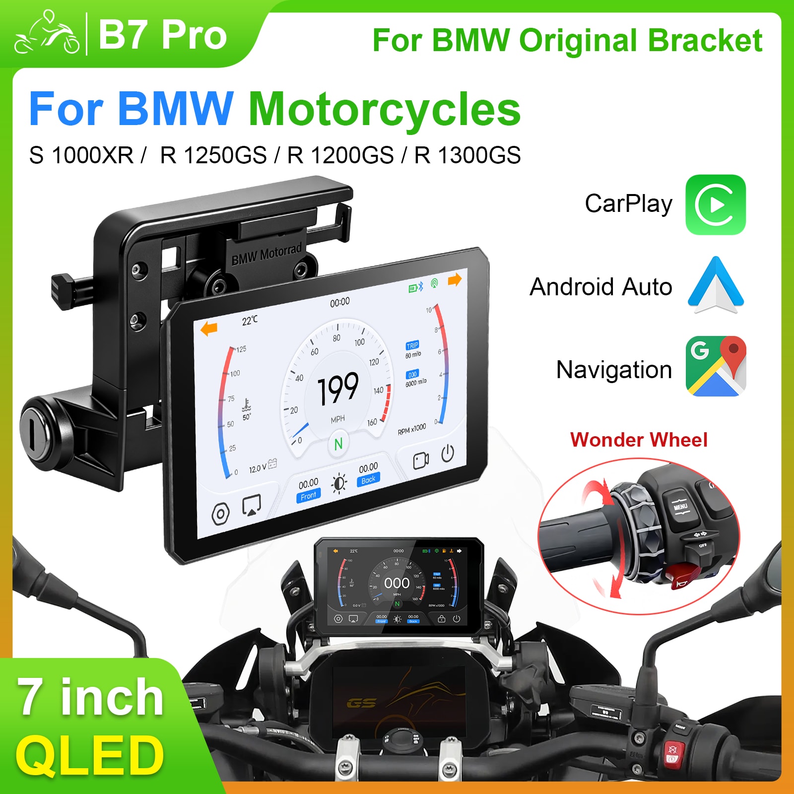 B7pro ワイヤレス Andriod 自動 Carplay 画面 Bmw XR M1000 R1200GS R1250GS S1000XR R1300GS 7 インチポータブルオートバイナビゲーター