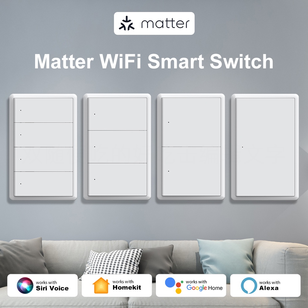 Manhot Matter WiFi スマートウォールライトスイッチ 1 2 3 4 ギャング中性線プッシュ物理ライトスイッチは Homekit アプリで動作します