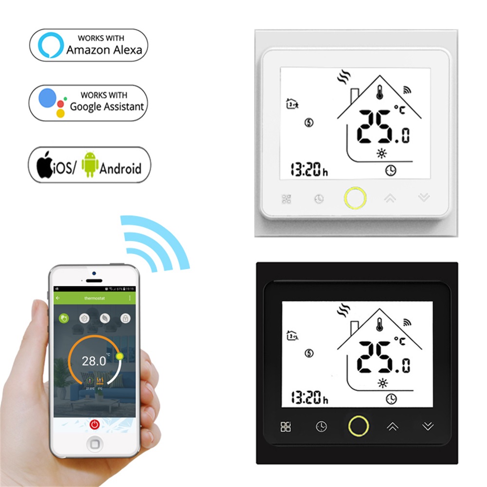 95 〜 250V 24V WiFi スマートサーモスタット温度コントローラー水電気床暖房ガスボイラー用 Alexa Google Home と連携
