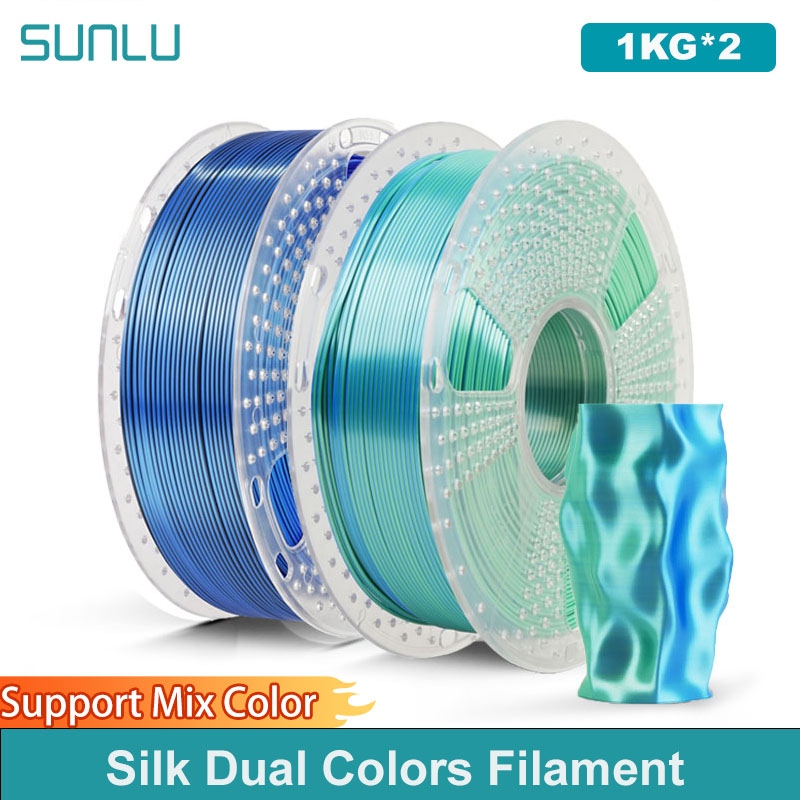 SUNLU 2KG シルク PLA プラスデュアルカラーフィラメント 1KG 1.75 ミリメートル Pla Rabinbow デュアルカラーきちんと巻かれた 3D フィラメント 3D プリンタ用