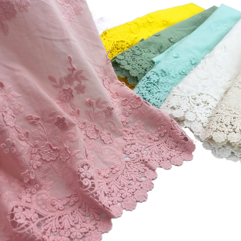 マルチカラー精製綿 3D 刺繍双方向配置花布ロリータプリンセススカート生地春夏用