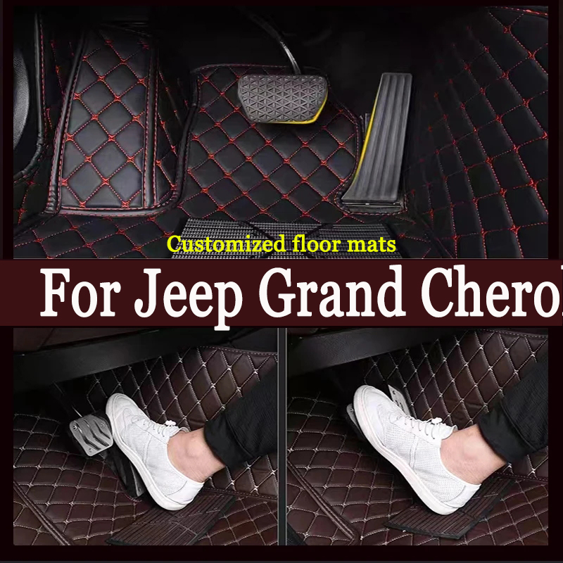 車のフロアマットジープグランドチェロキー WJ 1999 2000 2001 2002 2003 2004 革マットカバー床カーアクセサリー Tapis Voiture